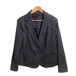 Torrid Navy Polka Dot Blazer 1X Double Button Pockets Preppy Workwear